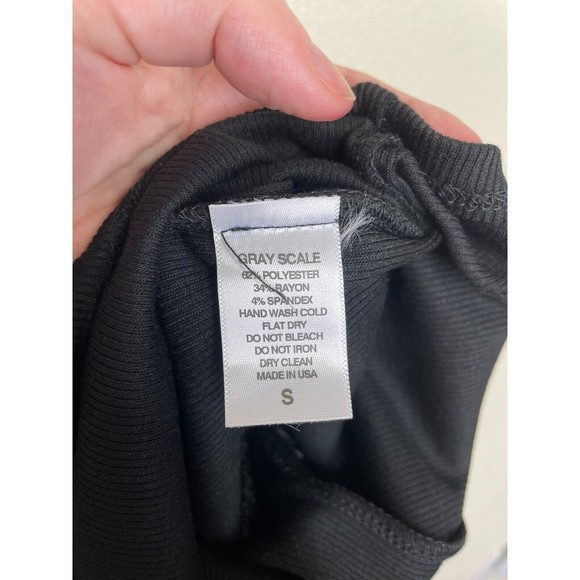 Grayscale Small Neckline-Cutout Bodycon Dress Black Ribbed Keyhole Stretch Sexy - Picture 12 of 12